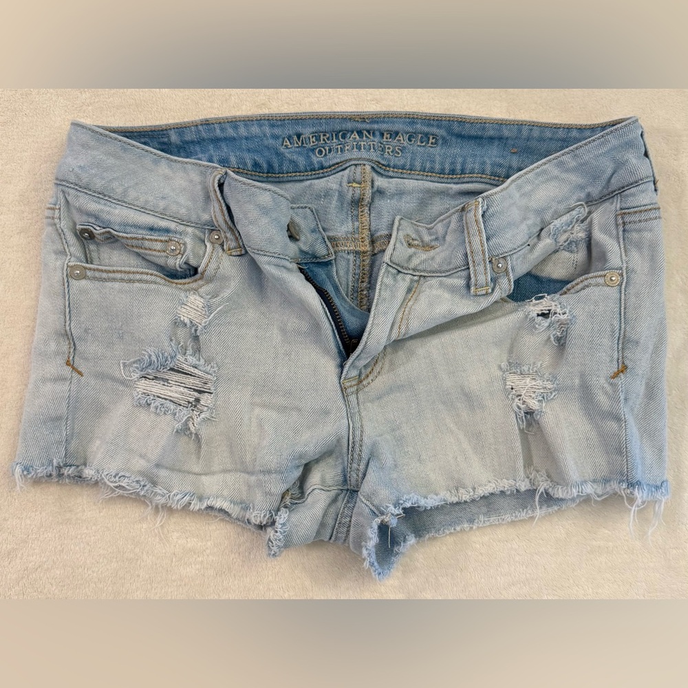 American Eagle Outfitters Light Wash Ripped Jean Shorts